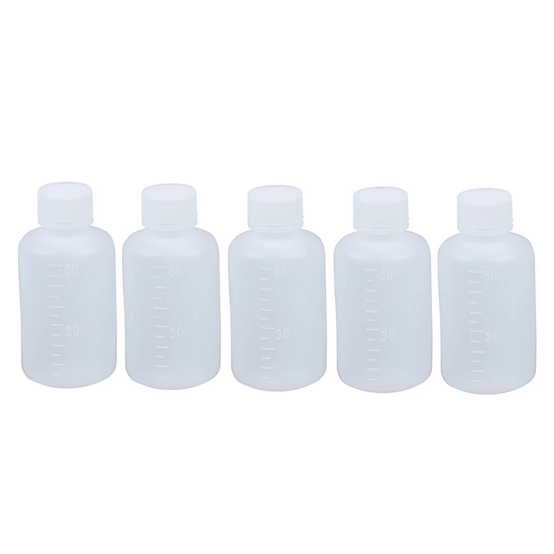 

5 шт., пластиковые бутылки для химических веществ в форме цилиндра, 60 мл