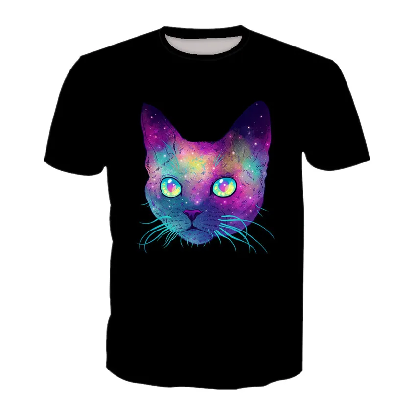 Летняя новая футболка с короткими рукавами и цифровой печатью звездного кота