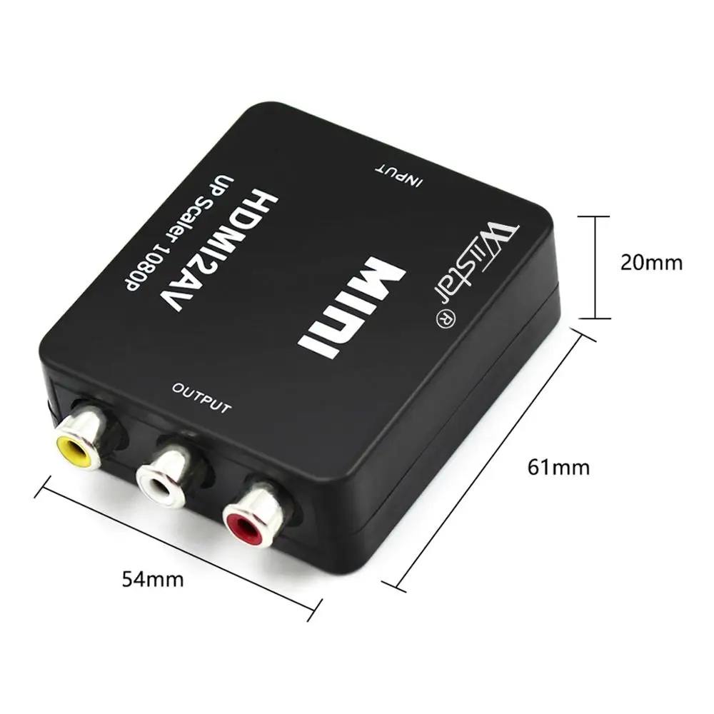 1080P мини HDMI к RCA AV композитный адаптер конвертер для ПК HDTV | Электроника