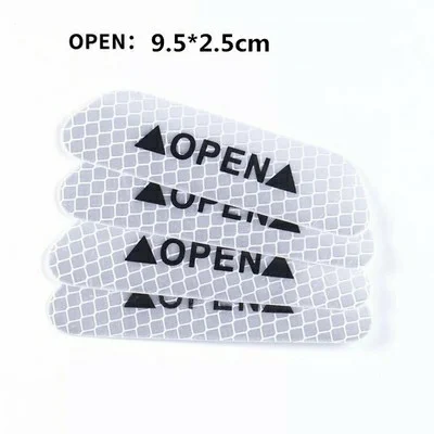 

4Pcs/set Car Door Stickers Universal Safety Warning Mark OPEN High Reflective Tape Motorcycle Bike Helmet Sticker