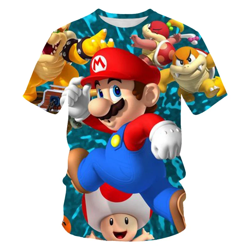 

Kids 3D Mario Print T-shirts Costume Boys Girls Summer Clothing Cartoon Design Funny Children Clothes Baby Casual Tshirt Tees
