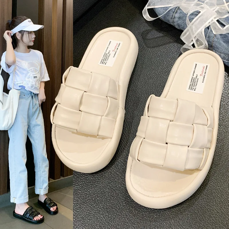 

Roman Style Woven Slippers Women Summer 2021 New Fashion Casual Thick-soled Breathable Non-slip Sandals Women