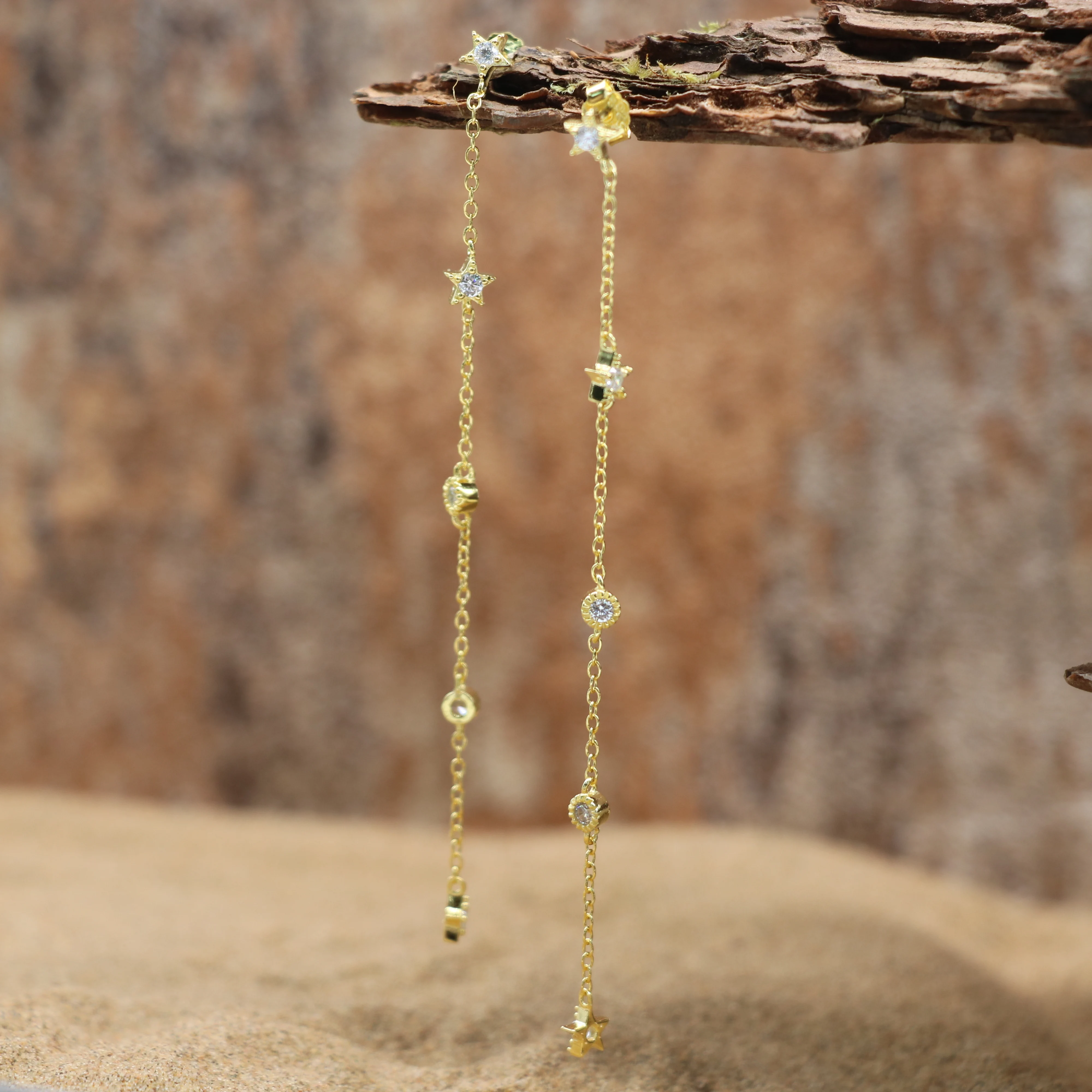 

Silver 925 Earrings Women Chain Tassel Pendientes Dangle Star Piercing Classic Romantic Party Dating Wholesale&Dropshipping