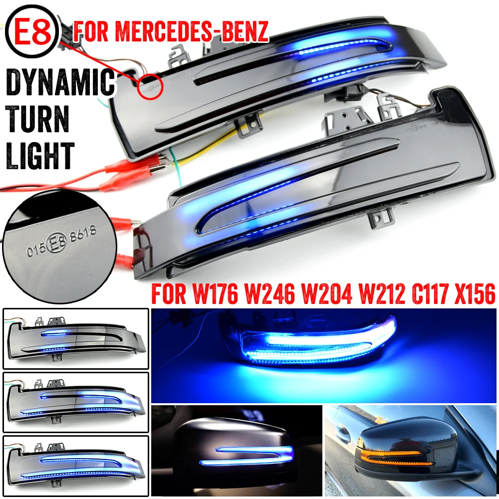 

Blue Yellow Dynamic LED Rearview Mirror Indicator Light 12V For Mercedes Benz W176 W246 W212 W204 CLA C117 GLA GLK W221 CLS W218