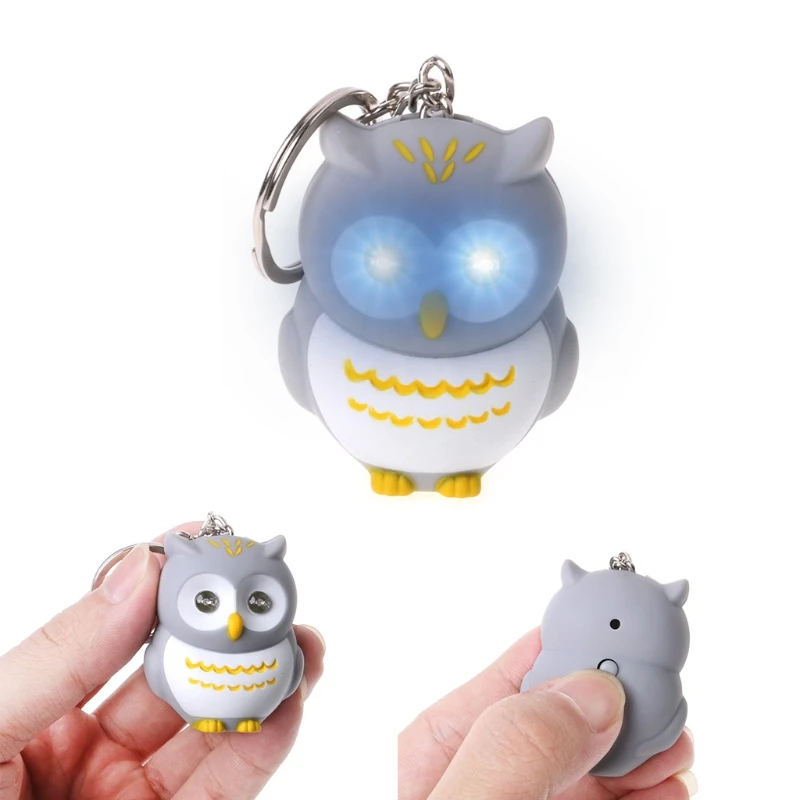 Забавный светодиодный светильник 3D мультфильм брелок в форме Совы звук Hooting