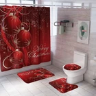 Рождественская занавеска для душа, коврик для ванной, чехол для унитаза, комплект Противоскользящих ковриков, водонепроницаемые занавески из полиэстера с рисунком колокольчиков, праздничный Декор