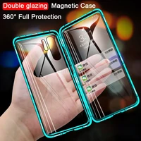 double sided glass magnetic case for huawei p30 p20 lite pro metal magnet case for honor 10 lite 8x 9x p smart z y9 2019 cover