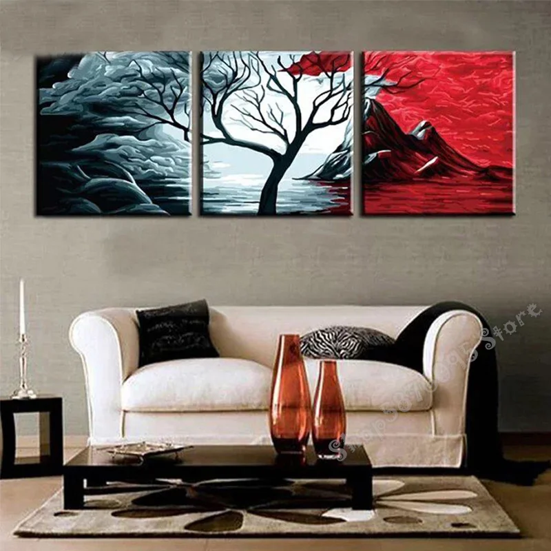 

diy diamond painting 5D Abstract painting cross stitch embroidery Black and white and red correspondence tree home decor TT3606