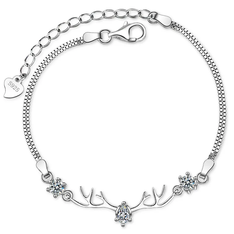 

YVV126 S925 Sterling Silver antler bracelet for Nansen's birthday Christmas gift
