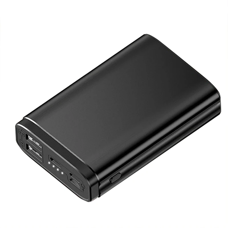 Черный Внешний аккумулятор 10000 мАч, два USB внешних аккумулятора, двусторонняя быстрая зарядка, внешний аккумулятор, мобильное зарядное устройство, маленькая и изысканная батарея - Цвет: Черный