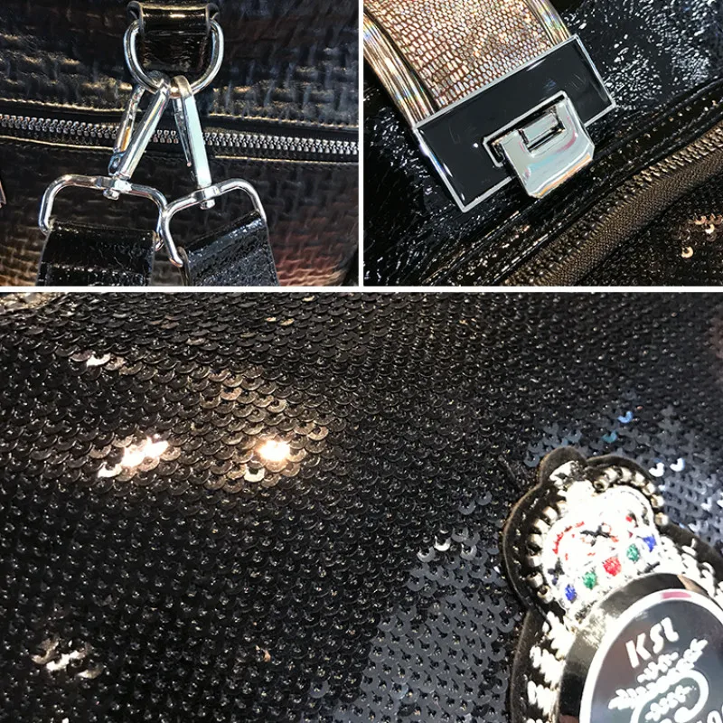 

Sequins 2020 New Women's Bag Crossbody Shoulder Tote Handbags 3 Ways Carry Multifunctional Casual