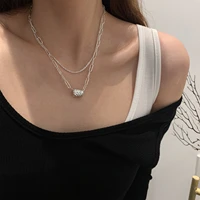 fmily minimalist 925 sterling silver double layer gypsophila necklace fashion wild hip hop clavicle chain for girlfriend gift