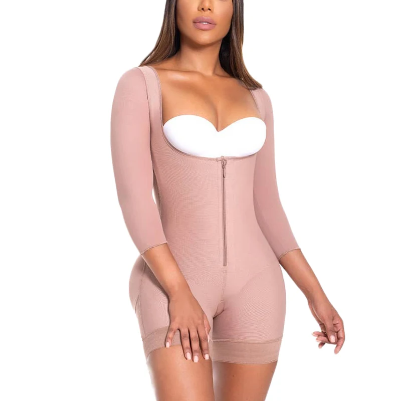 

PostpartumTummy Control Shapewear With Free Breasts ，Girdle Wth 3/4 Sleeves Double Abdominal Reinforcement