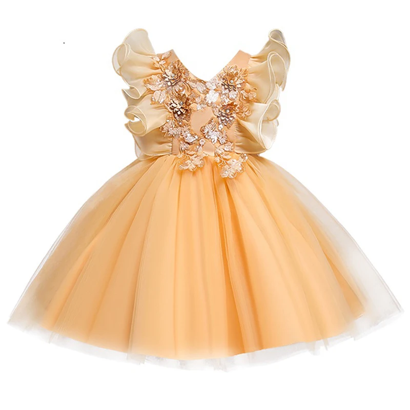 Flower Vintage Embroidery Baby Girls Dress 2022 New Summer Tutu Party Elegant Wear Princess Kids Vestido | Детская одежда и обувь