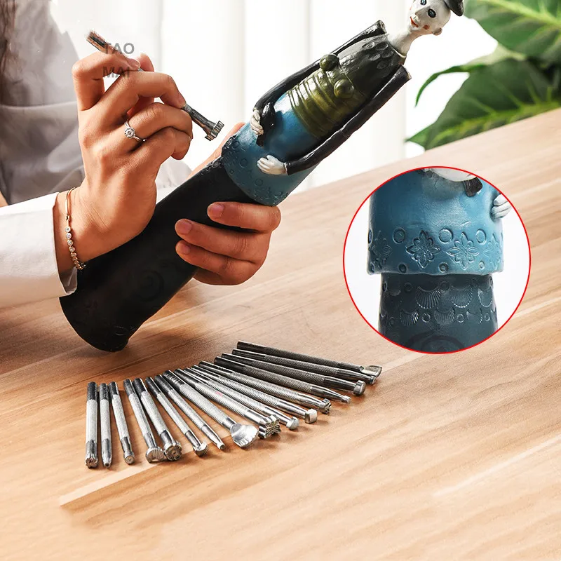

20 Pieces of Ceramic Art Texture Seal Set Alloy Printing Tools DIY Ceramic Creative Hand Tools Mud Sculpture Modeling Tools
