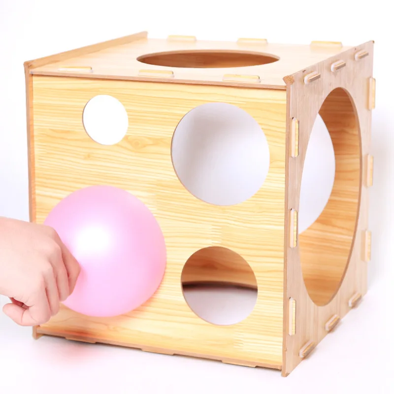 

9 Hole Balloon Size Adjustment Hole Box, Balloon Measuring Box, Square Wooden Balloon Measuring Tool, Round Ball Box LH