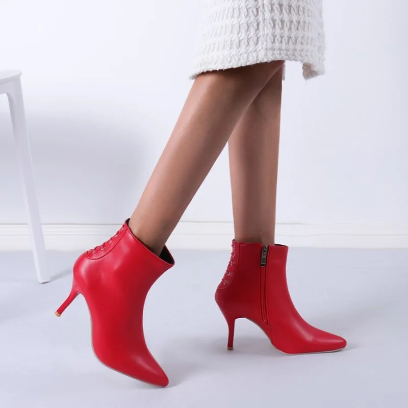 

Spring/fall Women's Shoes Size 32-47, Skinny Heels (8cm), Pointy Ankle Boots FV-32