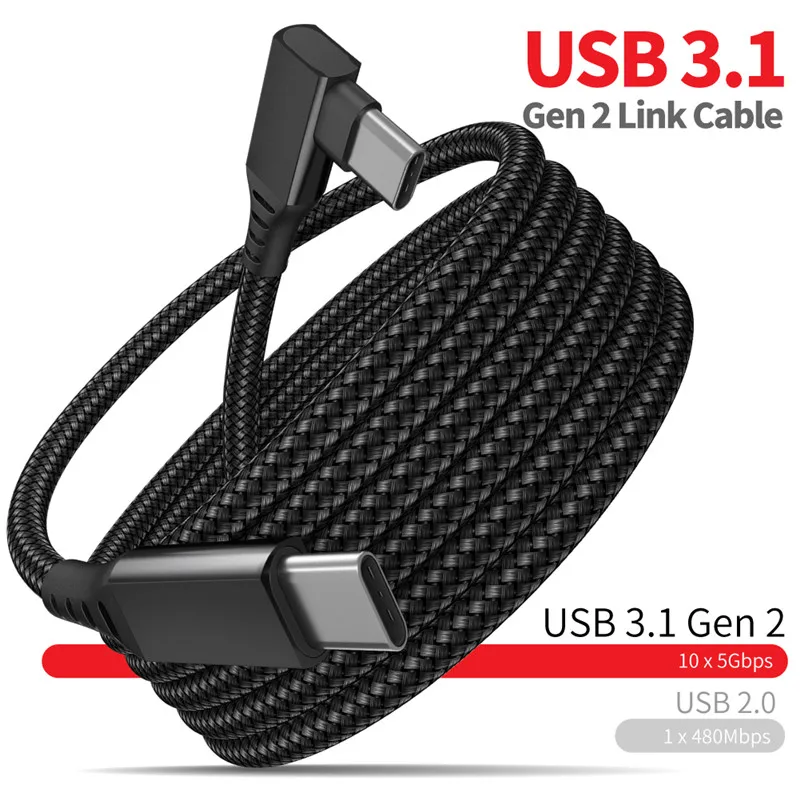 

Для Oculus Quest 2 кабель USB 3,1 Gen 2 Type C кабель для быстрой зарядки 3M 5M пара VR Type-C аксессуары