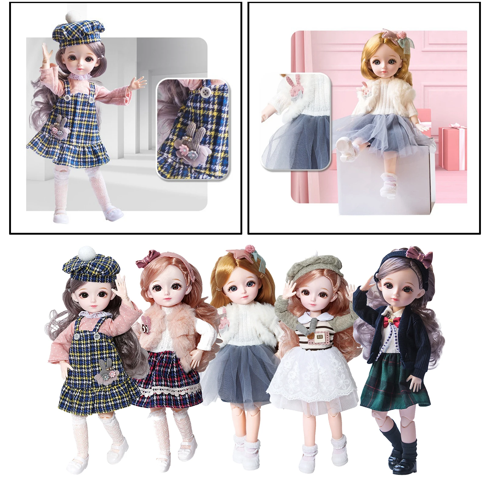 

Fashionable 12inch Princess 1/6 BJD Doll Outfits Dress up Kids Role Play Toy