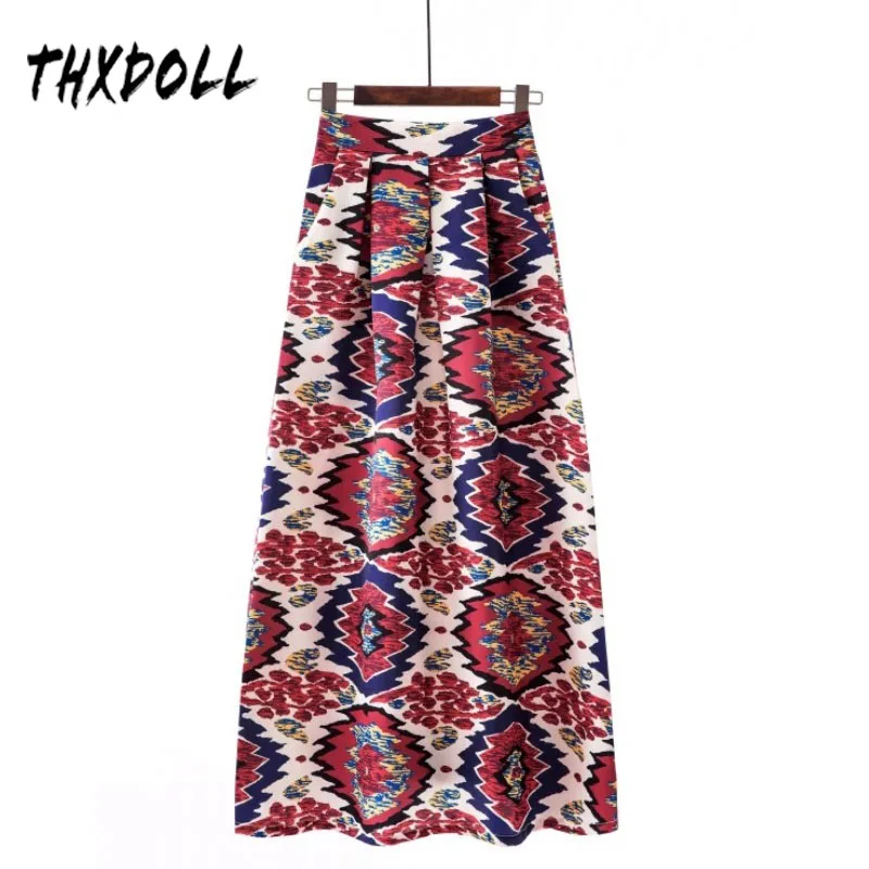 Африканская юбка полиэстер Повседневная Этническая Женская в горошек длина до