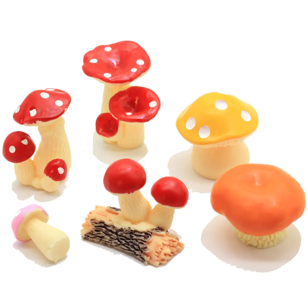 

6 Styles Resin Mini Mushroom Miniature Fairy Garden Terrarium Figurine Dollhouse Decor