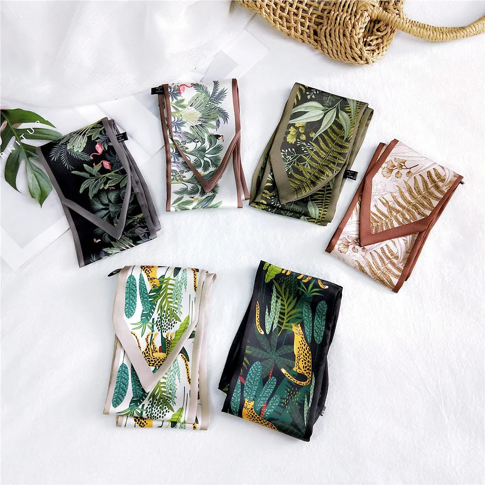 Новинка 2021 весна лето женский шелковый шарф с морщинами для волос изображением