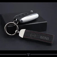 fashion metal leather car styling keychain 4s shop business gift custom auto key ring for mini cooper s f50 f54 f55 f56 f60 r50