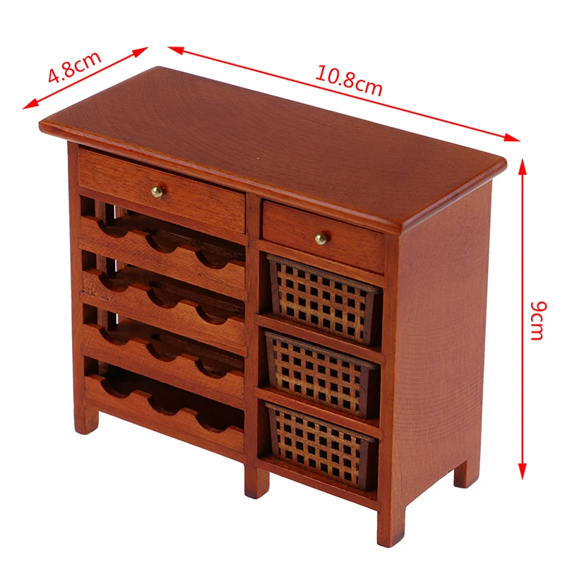 

1pc 1:12 Doll House simulation model mini mahogany wine cabinetfurniture display kitchen Wooden Box Miniature Kitchen