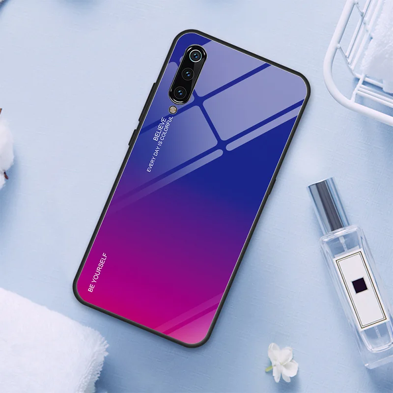 04 Чехол из закаленного стекла для Xiaomi mi 9 SE 8 Lite 9T Pro 6, цветной градиентный чехол для Xiao mi A2 A1 mi x 2S Max 3 F1 - Цвет: 04