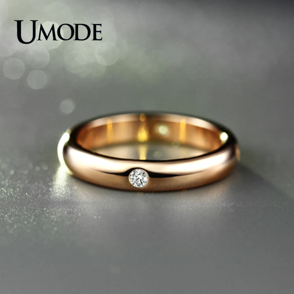 UMODE брендовая Мода Anel ювелирные изделия цвета розового золота Топ CZ Роскошные