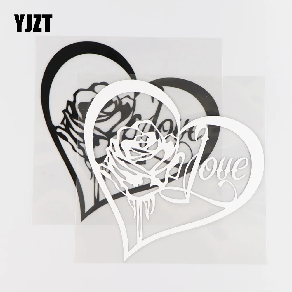 

YJZT 13.7X13.7CM Beautiful Flowers Vinyl Car Sticker Decal Love Word Decor Modern Art Black/Silver 4C-0154