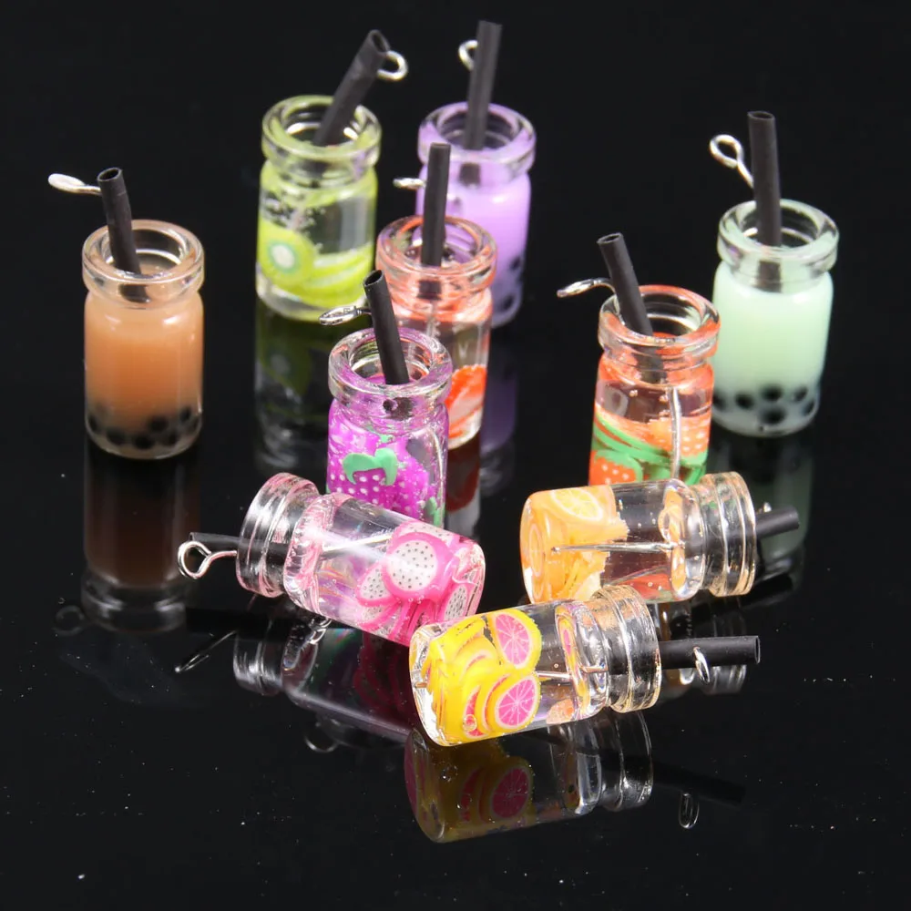 

10 Pieces 3D Glass Charms Fruit Cup Pendants for Makling Jewelry DIY Neklace Earings Bracelets Making Gift Size 20x10x10mm
