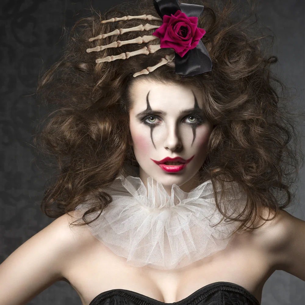 

1pc Themed Skeleton Head Headdress Rose Skeleton Brooch Decor Hairpin