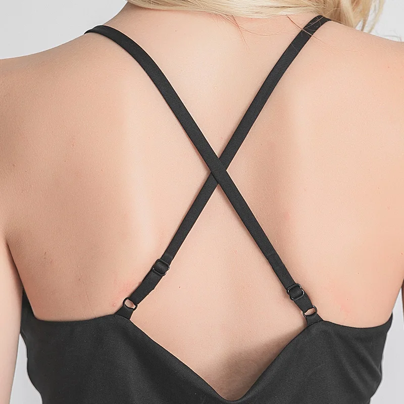 

VOA Silk 33m/m Double-Sided Inkiness Knitted Adjustable Shoulder Strap Elastic Fit nuo ruan Skin Touching Halter Strap D1