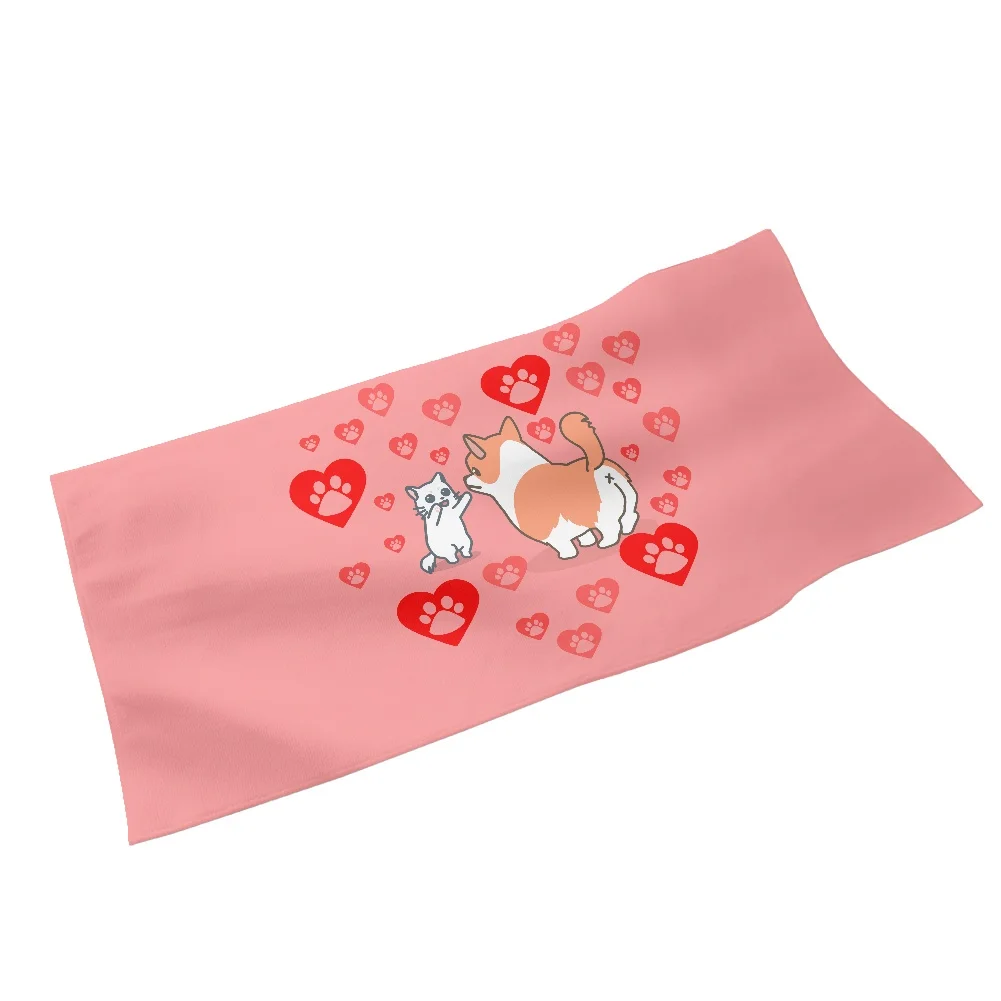 

Cat and Dog Couple Soft Face Towel for Adults Cotton Hair Towels Kitchen Terry Towel Household Absorbent Bath Towel Washcloth