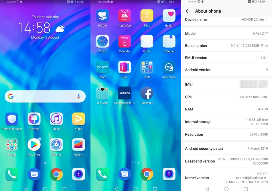 Глобальная версия Honor 20 Lite, 4 Гб, 128 ГБ, фронтальная, 32 МП, Kirin 710, четыре ядра, Android 9,0, мобильный телефон с функцией распознавания лица, 24 МП, камера заднего вида