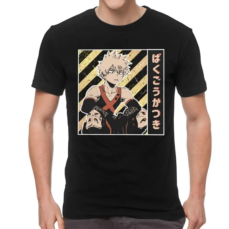 

My Hero Academia T Shirt Men Short Sleeve 100% Cotton T-shirt Katsuki Bakugou Anime Tees Top Fashion Tshirt Gift