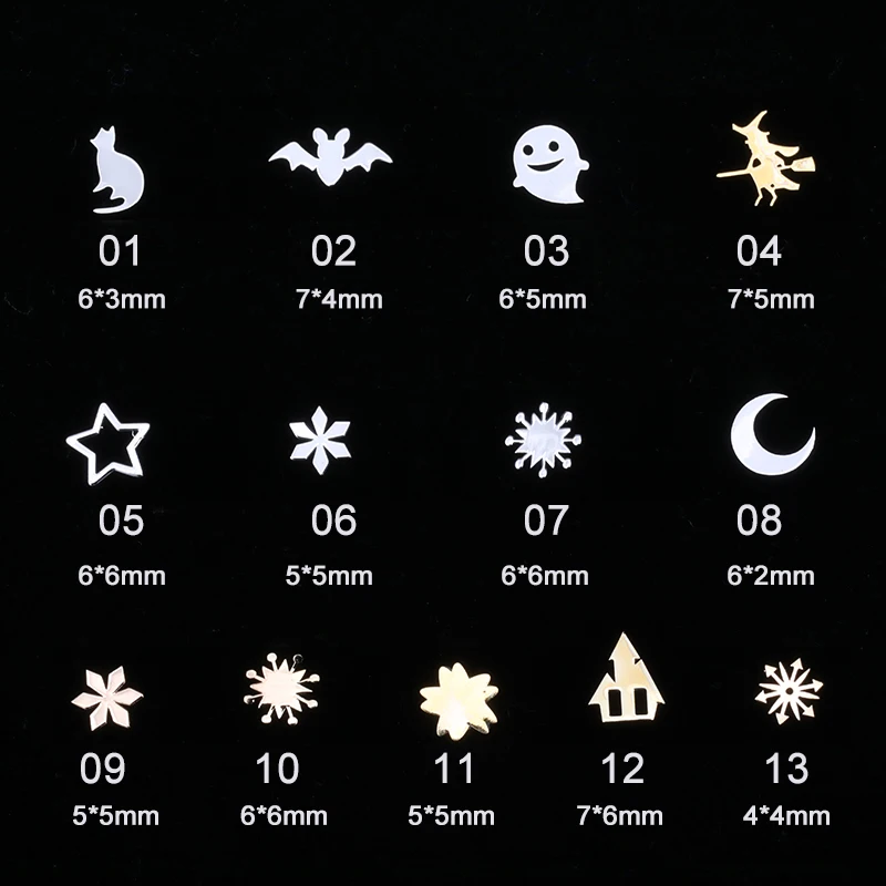 100 шт./пакет Смешанные черные золотые металлические Стразы для ногтей