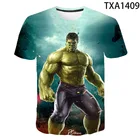 Летняя 3D футболка Hulk для мальчиков и девочек, модная повседневная Уличная одежда с принтом, крутая футболка с коротким рукавом и круглым вырезом, 2021