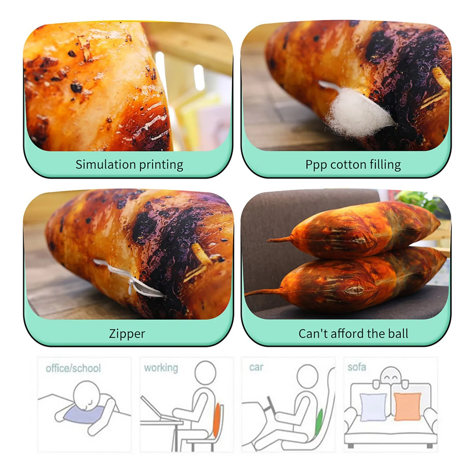 

Toys children Funny pillow Office Napping Pillow Fun Baked Swordfish Sponge Travel Pillow Support Headrest New year Best gifts