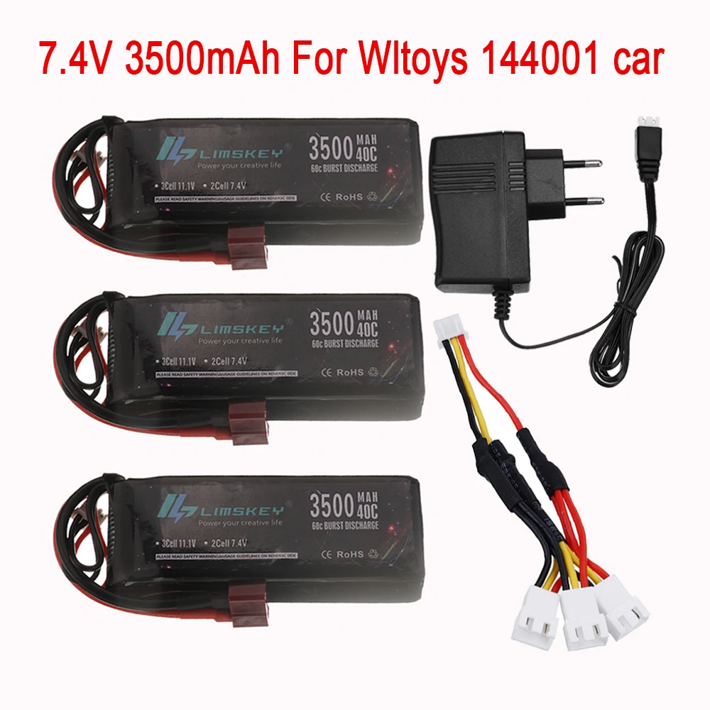Аккумулятор 7 4 В для автомобиля Wltoys 144001 Модернизированный аккумулятор 2s 3500 мАч Lipo