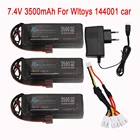 Аккумулятор 7,4 В для автомобиля Wltoys 144001, Модернизированный аккумулятор 2s 7,4 В 3500 мАч Lipo T Plug для Wltoys 114 144001, запчасти для радиоуправляемого автомобиля, лодки
