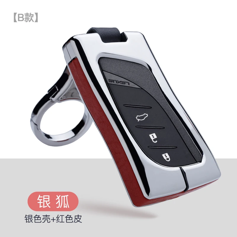 B-silver red Цинковый сплав кожаный чехол для ключей автомобиля для Lexus ES/RX/NX/RX200t nx200 ES300h ES350 ES200 ES260 LS350 LS500h защита автомобиля-Стайлинг - Название цвета: B-silver red