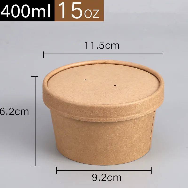 cup and lid8 50 шт высокого качества, самодельная бумажная одноразовая коробка для упаковки на вынос 8 унций/12 унций круглый салатный суповой контейнер для еды бумажная чашка с крышкой - Цвет: cup and lid8