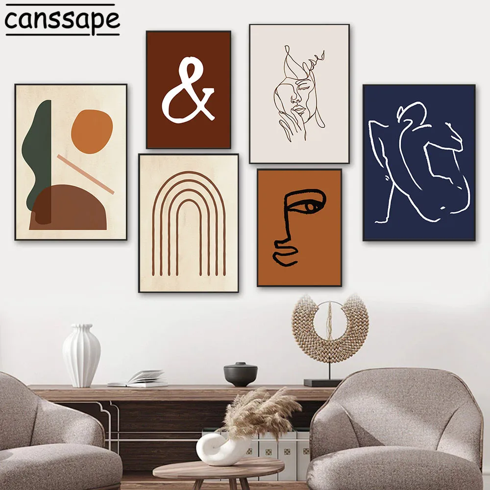 

Line Face Body Canvas Poster Abstract Posters Print Boho Wall Art Painting Vintage Wall Pictures Bedroom Interior Decoation