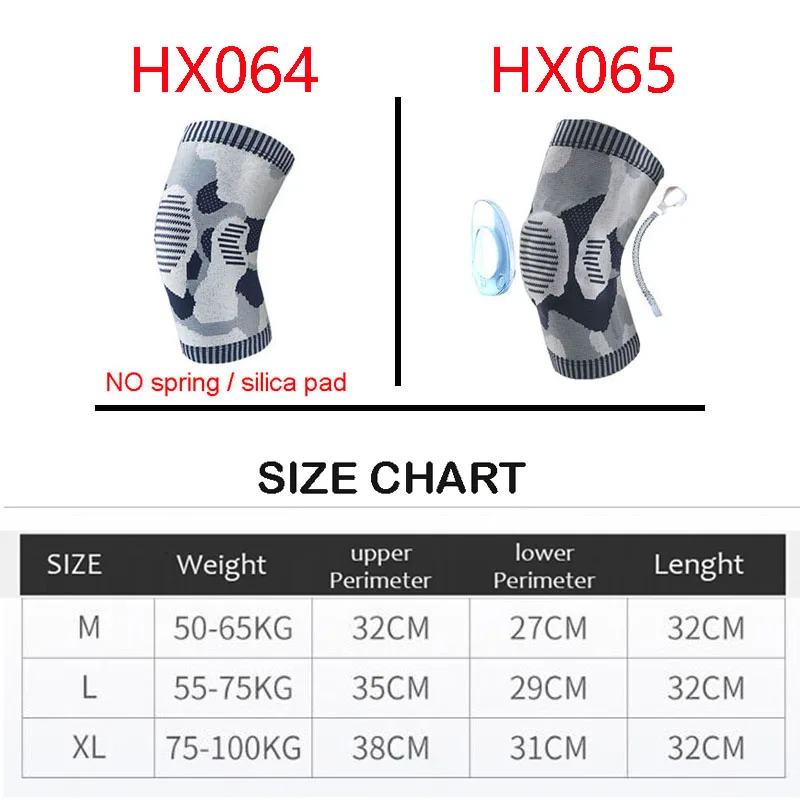 

1 PC Patella Knee Protector Silicone Spring Brace Knee Pad Sports Basketball Running Compression Elastic Knee Sleeve Support