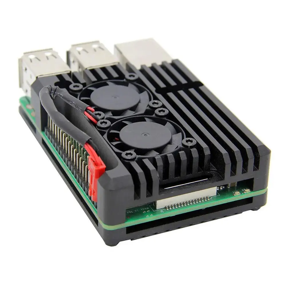 Алюминиевый Чехол для Raspberry Pi 4/3 с двойным вентилятором металлический корпус
