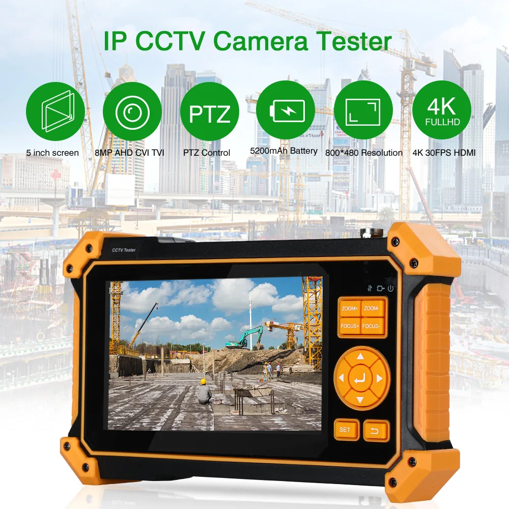 5 дюймов ЖК дисплей Экран Тесты er monitor 8MP TVI CVI AHD аналоговый 4 в 1 VGA и 4K HDMI вход HD