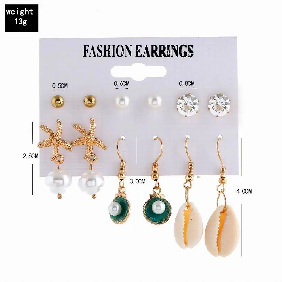 Женские серьги-подвески в виде раковины Boho золотистого цвета с большими