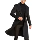 Мужское длинное однотонное пальто в британском стиле Модное теплое шерстяное пальто модная мужская куртка джентльмена мужская одежда DAIGE